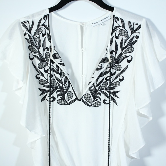 Karina Grimaldi White and Black Embroidered Romper - Picture 5 of 9
